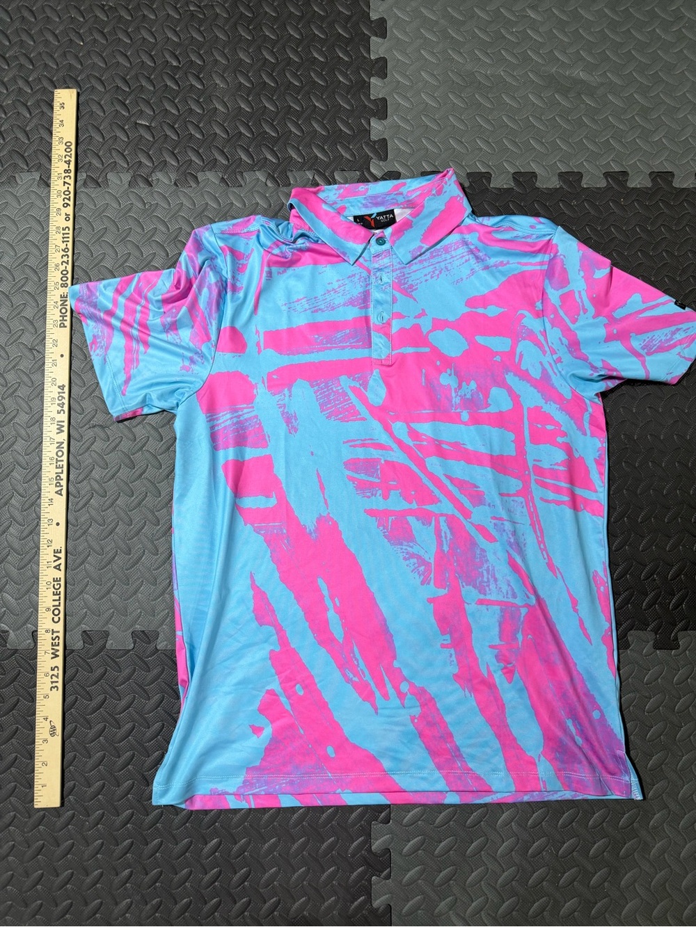 YATTA L Men's Blue Pink Short Sleeve Polo Shirt